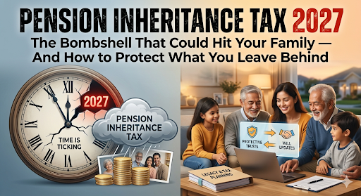 Retired couple reviewing pension documents at home, concerned about pension inheritance tax 2027 changes