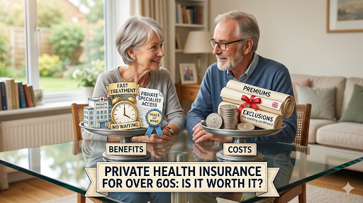 Over 60s Private Health Insurance being considered by an older couple