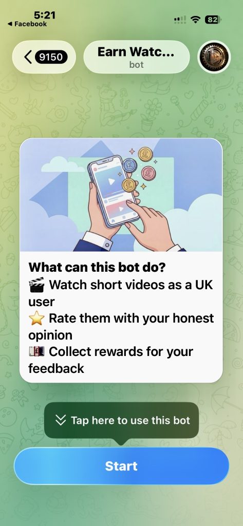 Facebook video bot on mobile screen
