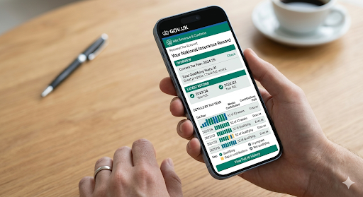 Screenshot showing gaps in your National Insurance record on GOV.UK Personal Tax Account