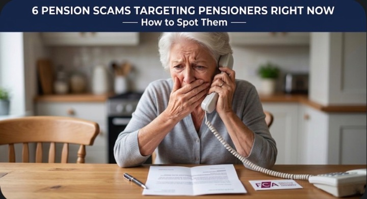 Worried older lady on phone looking at documents — scams targeting pensioners are rising sharply in 2026