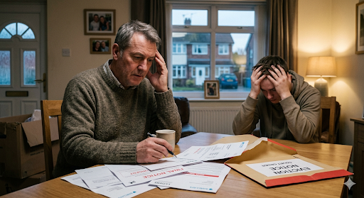 son in debt - older homeowner protecting family home from debt risk