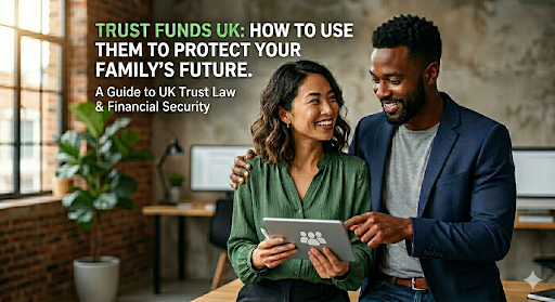 trust funds UK: Couple reviewing trust fund options to protect their family’s financial future