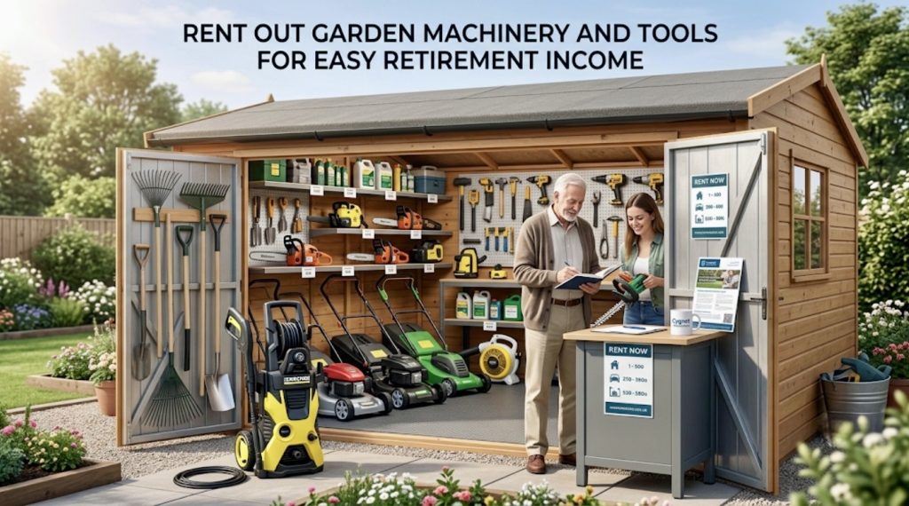 renting out garden tools and machinery for extra income in retirement