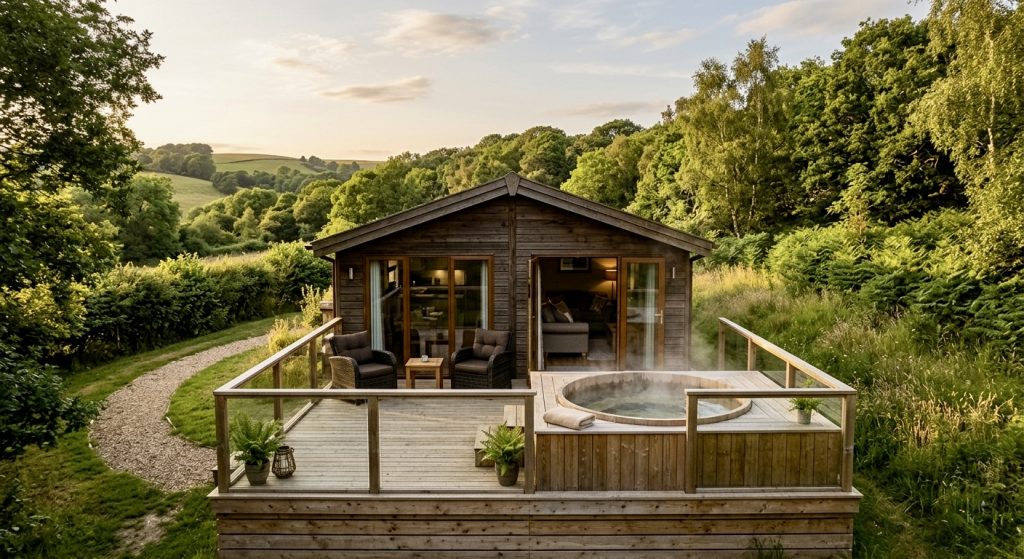 holiday parks over 60s UK lodge with hot tub