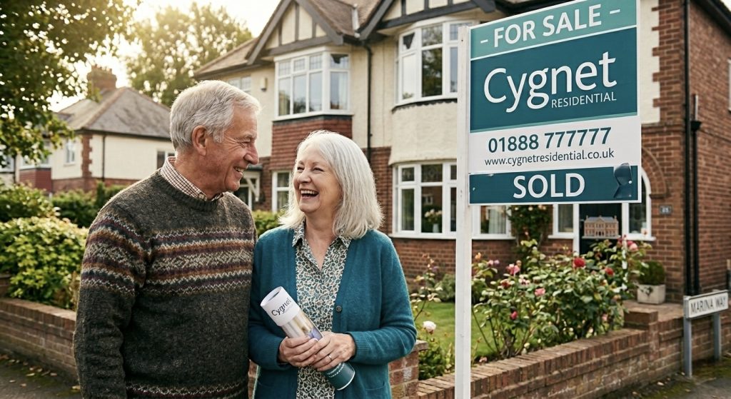 Couple exploring a mortgage after 55 to buy a new home