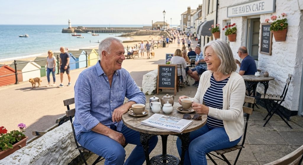 Alt text: over 60s coach holidays couple enjoying UK break