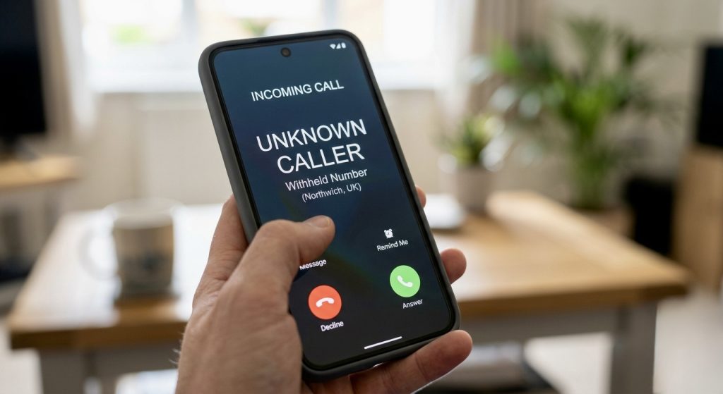 unknown caller ID typical of a courier fraud scam call