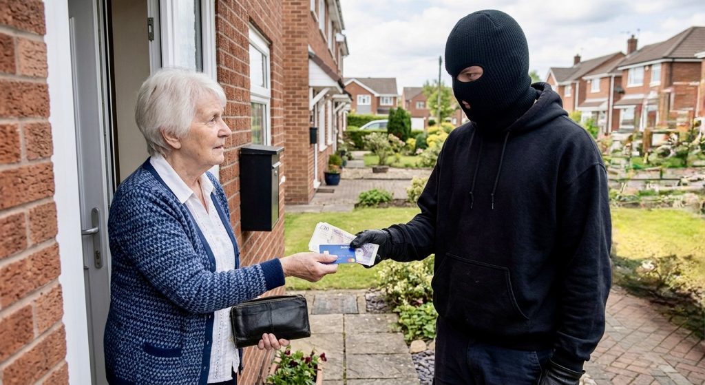 cash and bank card handed over in a courier fraud scam